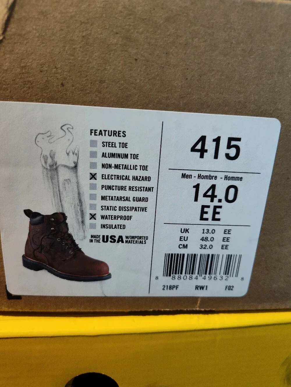 Redwing Size 14EE Brown Leather Men’s Work Boots